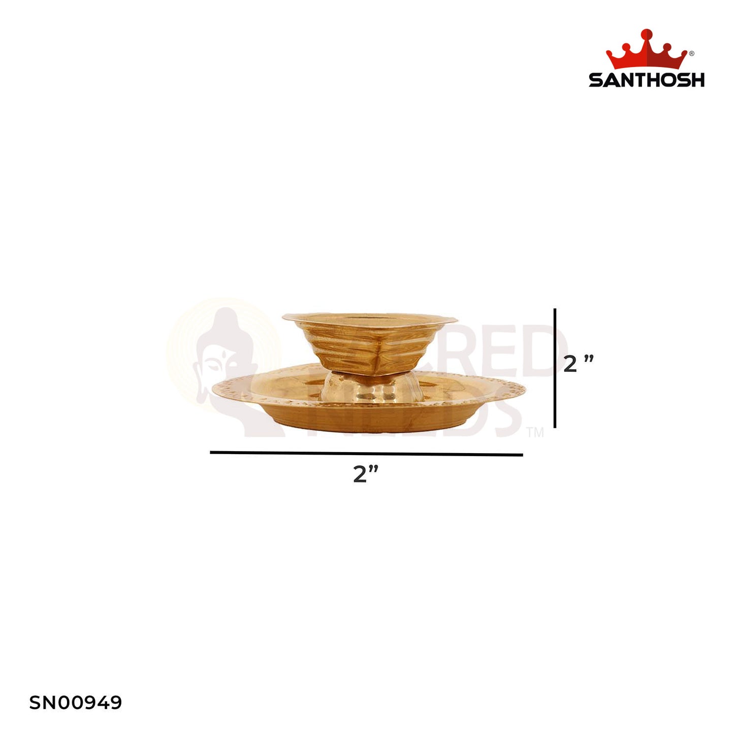 ICC Agal with Plate – 1.2 Inch Height | Elegant Brass Agal for Pooja Ceremonies