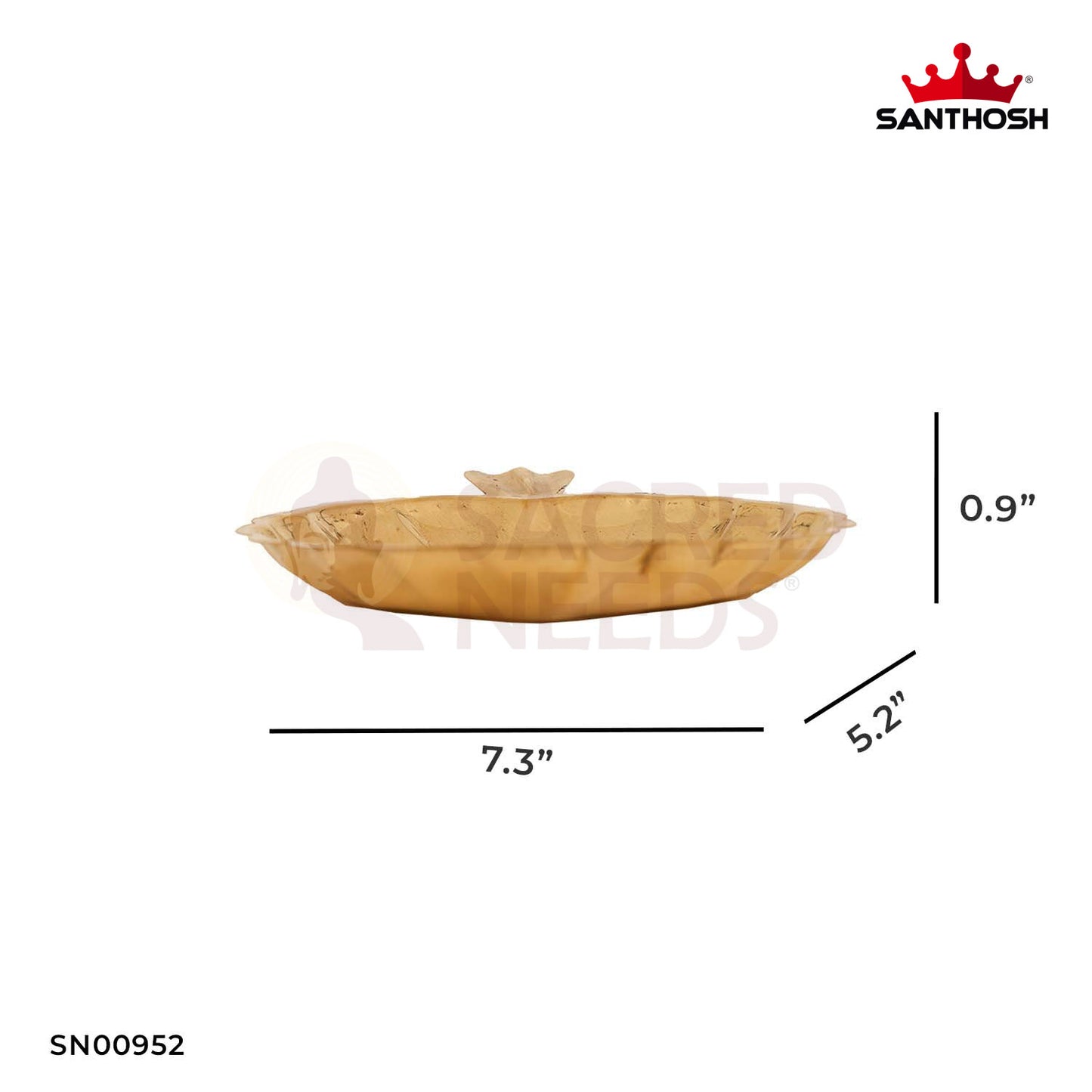 ICC Ganesha Leaf Plate – 0.9 Inch Height | Brass Decorative Plate for Prasad Offerings