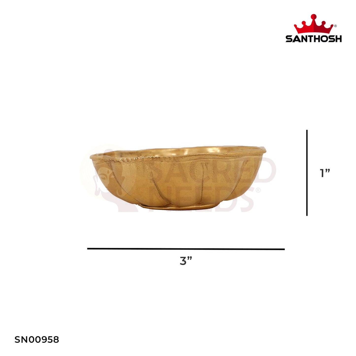 ICC Sheesh Mahal Bowl – 1 Inch Height | Traditional Brass Bowl for Temples & Home Pooja
