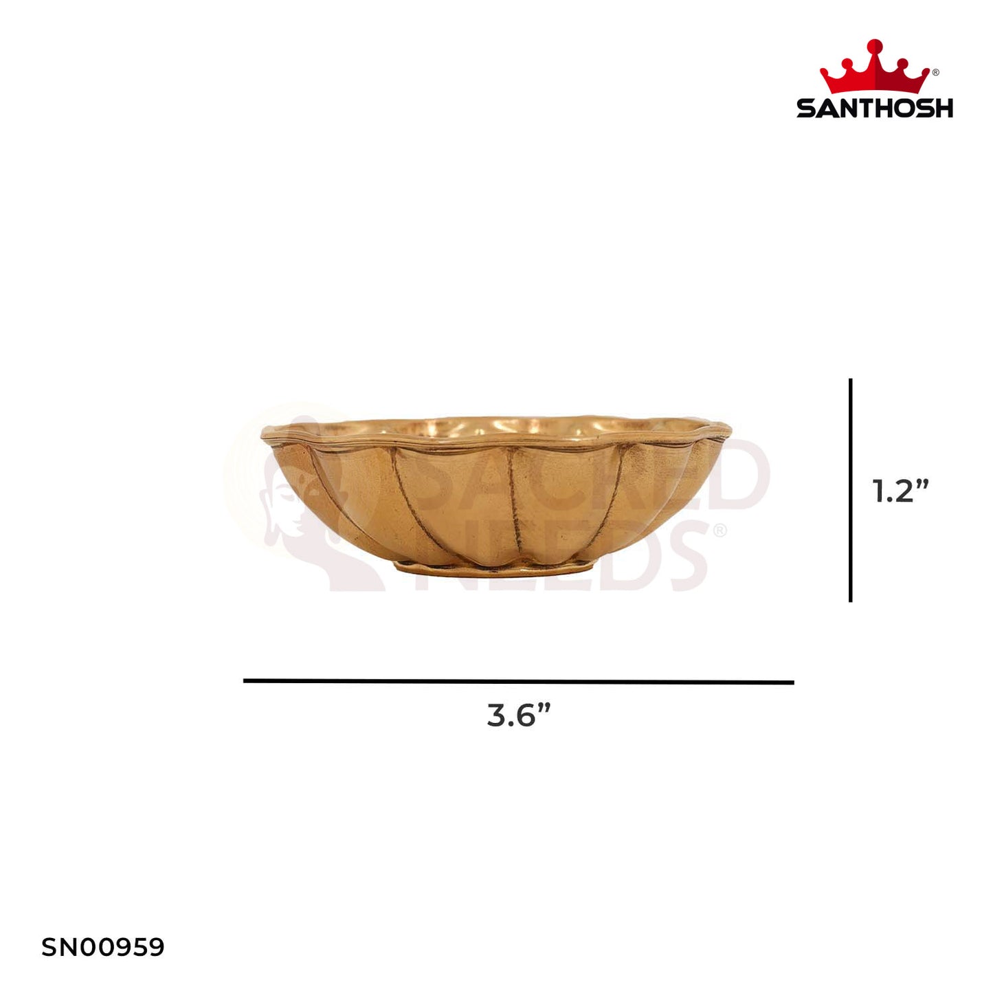 ICC Sheesh Mahal Bowl – 1.2 Inch Height | Decorative Brass Bowl for Pooja Ceremonies