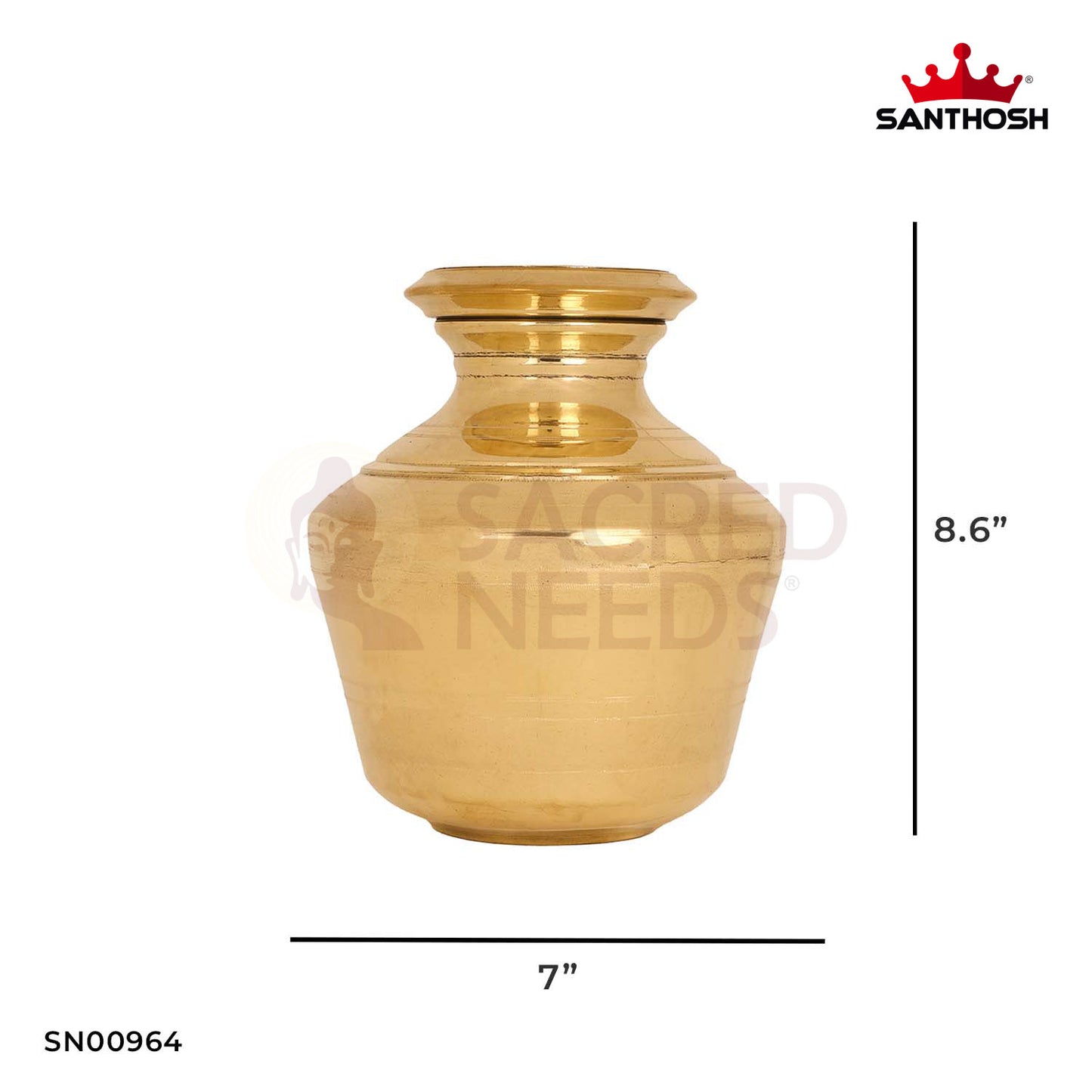 ICC Kodam – 8.6 Inch Height | Premium Brass Pooja Pot for Homam, Temple & Ritual Use