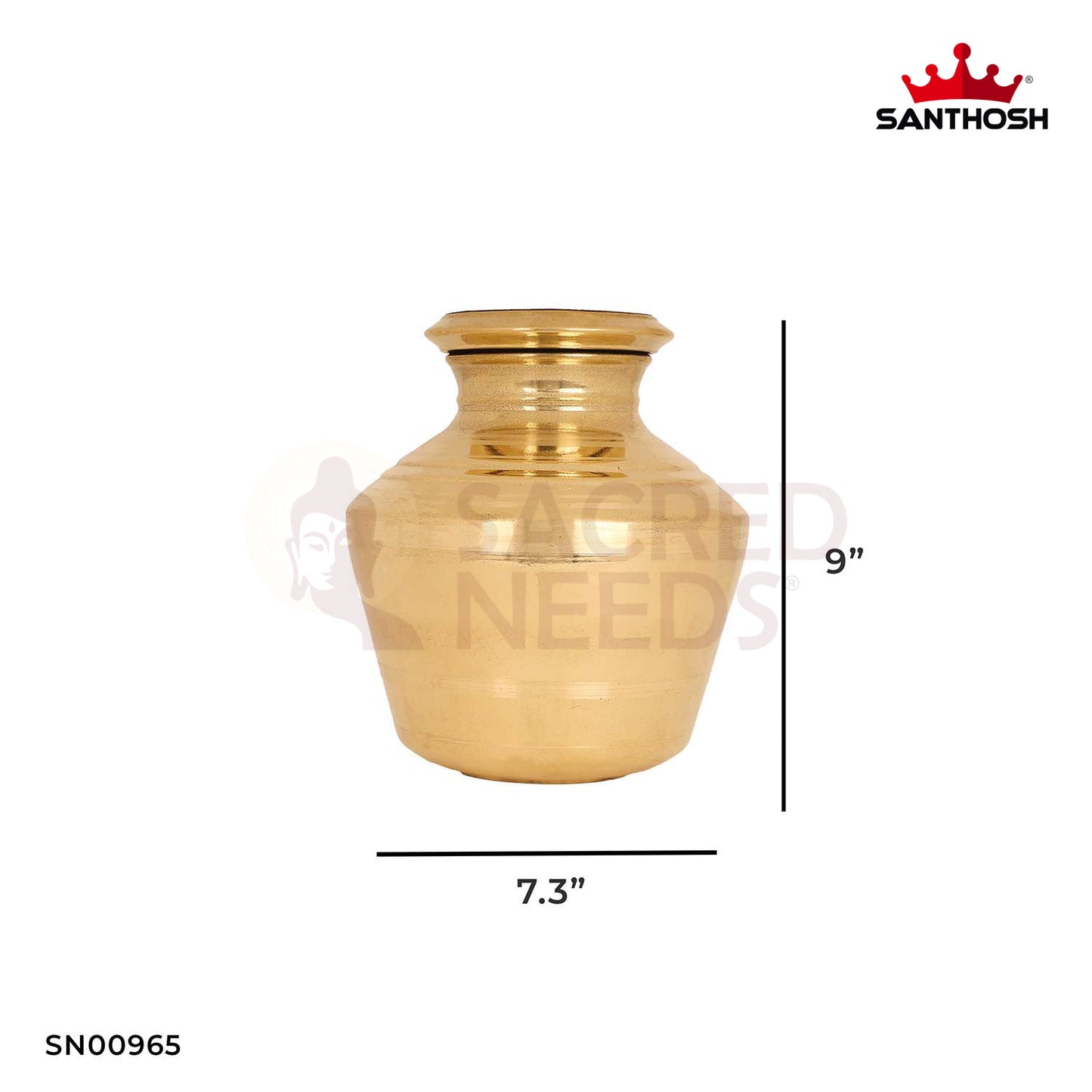 ICC Kodam – 9 Inch Height | Elegant Brass Kalash Pot for Daily Worship & Pooja Rituals