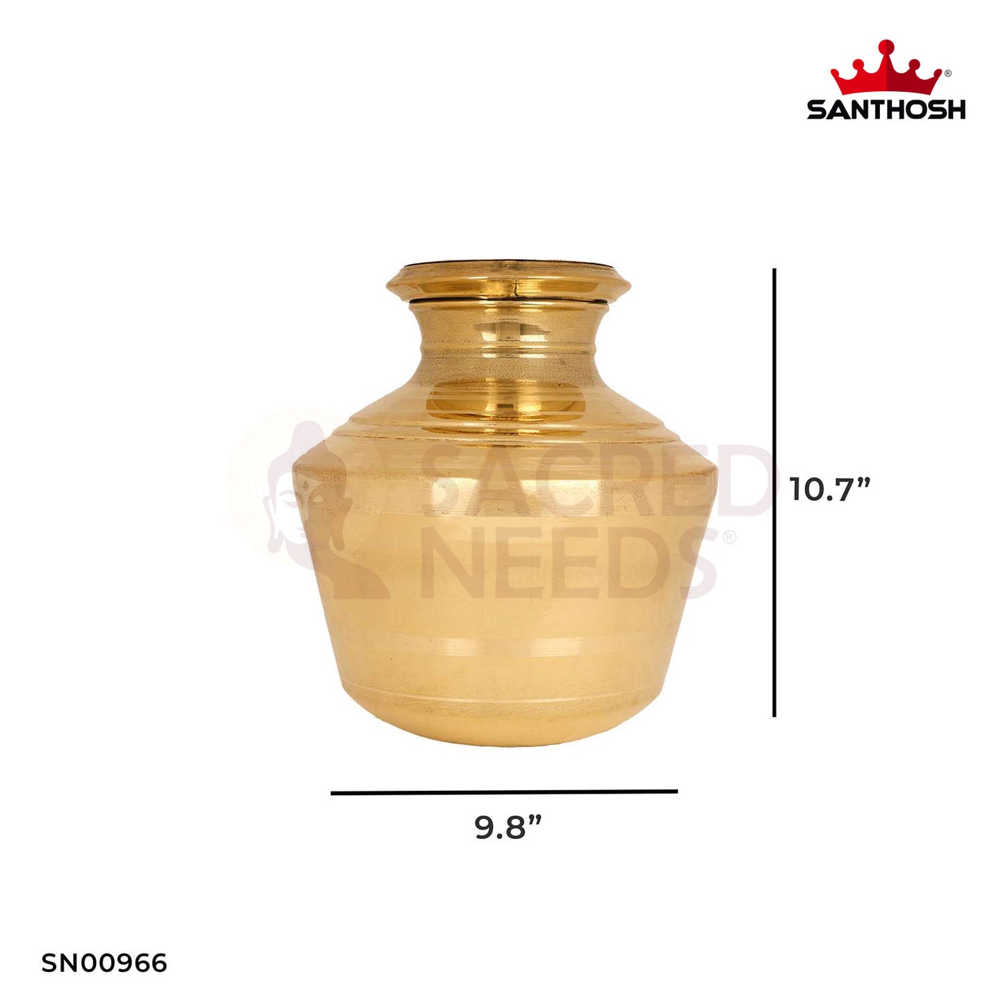 ICC Kodam – 10.7 Inch Height | Large Brass Kodam for Ceremonial & Temple Offerings