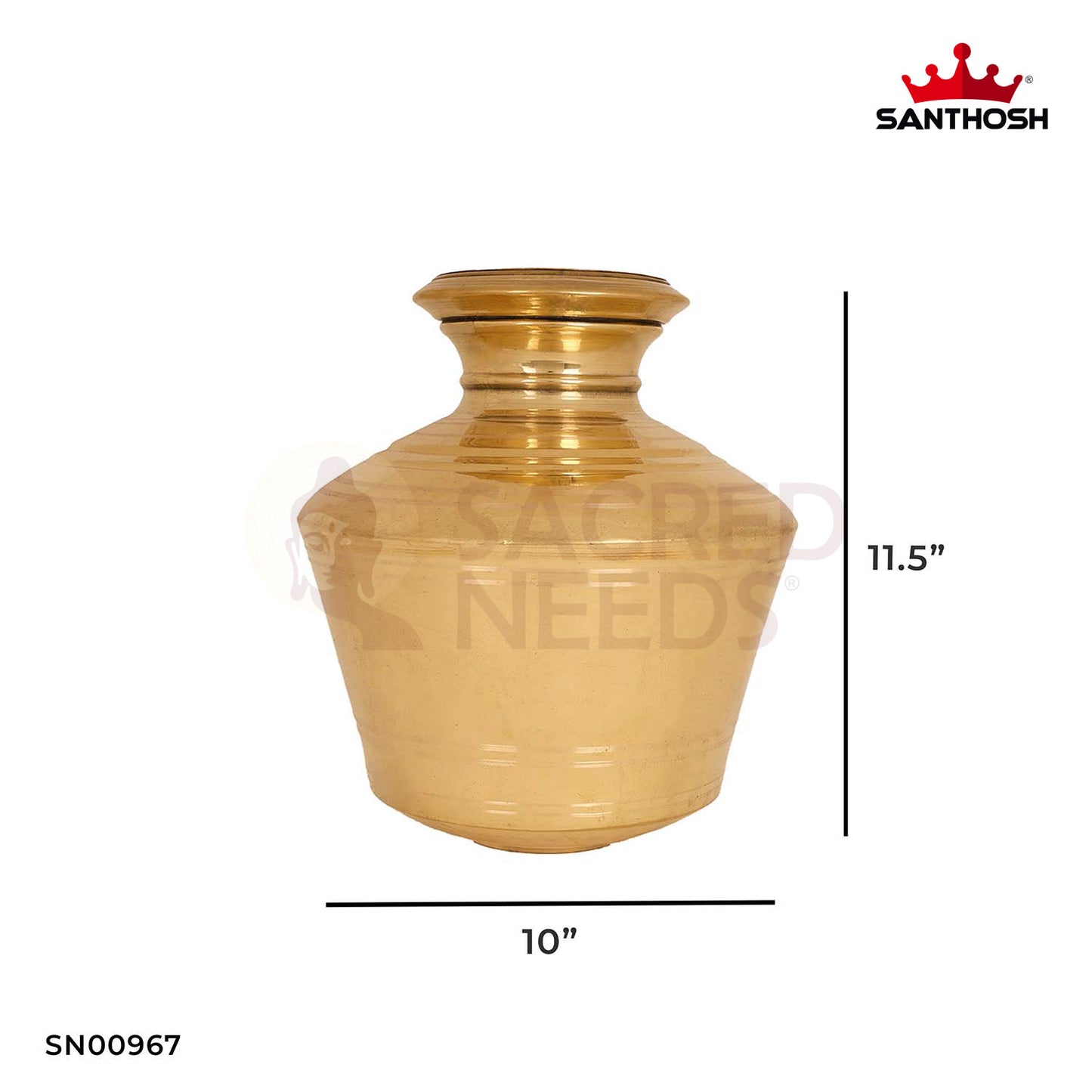 ICC Kodam – 11.5 Inch Height | Traditional Brass Pooja Vessel for Homam & Festive Rituals