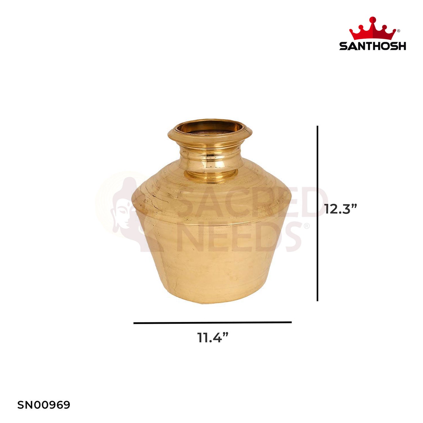ICC Kodam – 12.3 Inch Height | Premium Brass Kodam for Homam, Temple, and Home Pooja