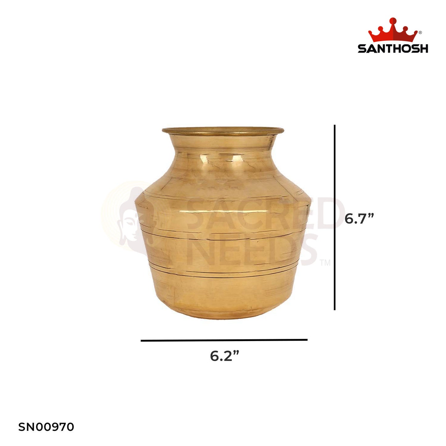 ICC Kumba Chambu – 6.7 Inch Height | Traditional Brass Water Pot for Kalash & Pooja