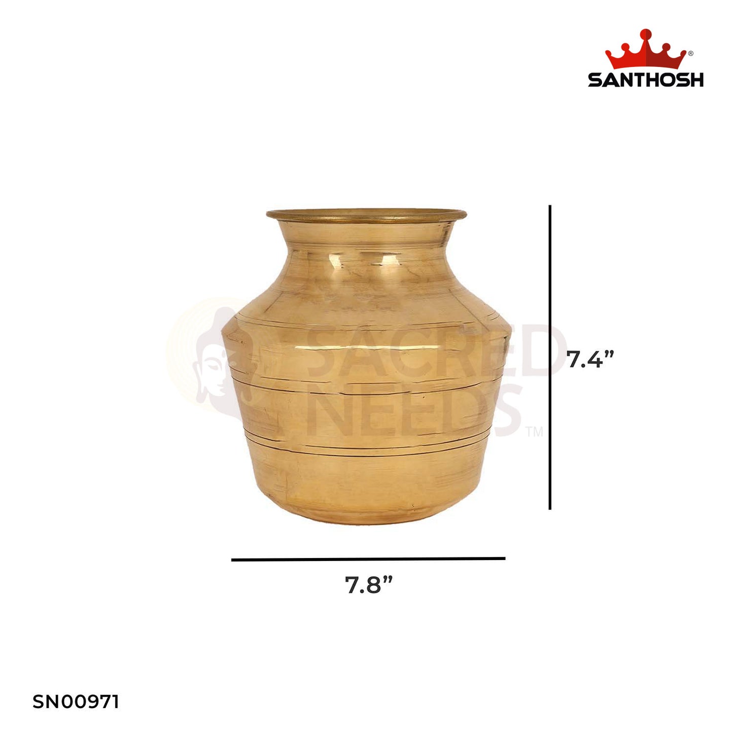 ICC Kumba Chambu – 7.4 Inch Height | Handcrafted Brass Pooja Pot for Ritual Use