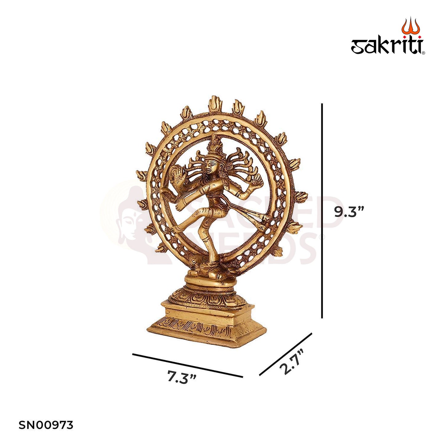 Brass Natrajar – 9.3 Inch Height | Nataraja Idol in Brass for Sacred Spaces & Worship