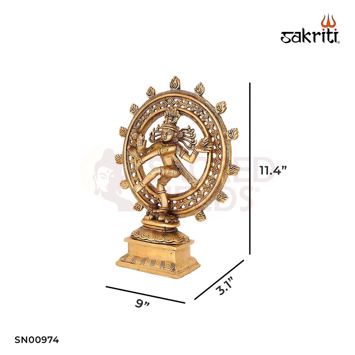 Brass Natrajar – 11.4 Inch Height | Lord Shiva in Ananda Tandava Pose for Pooja Decor