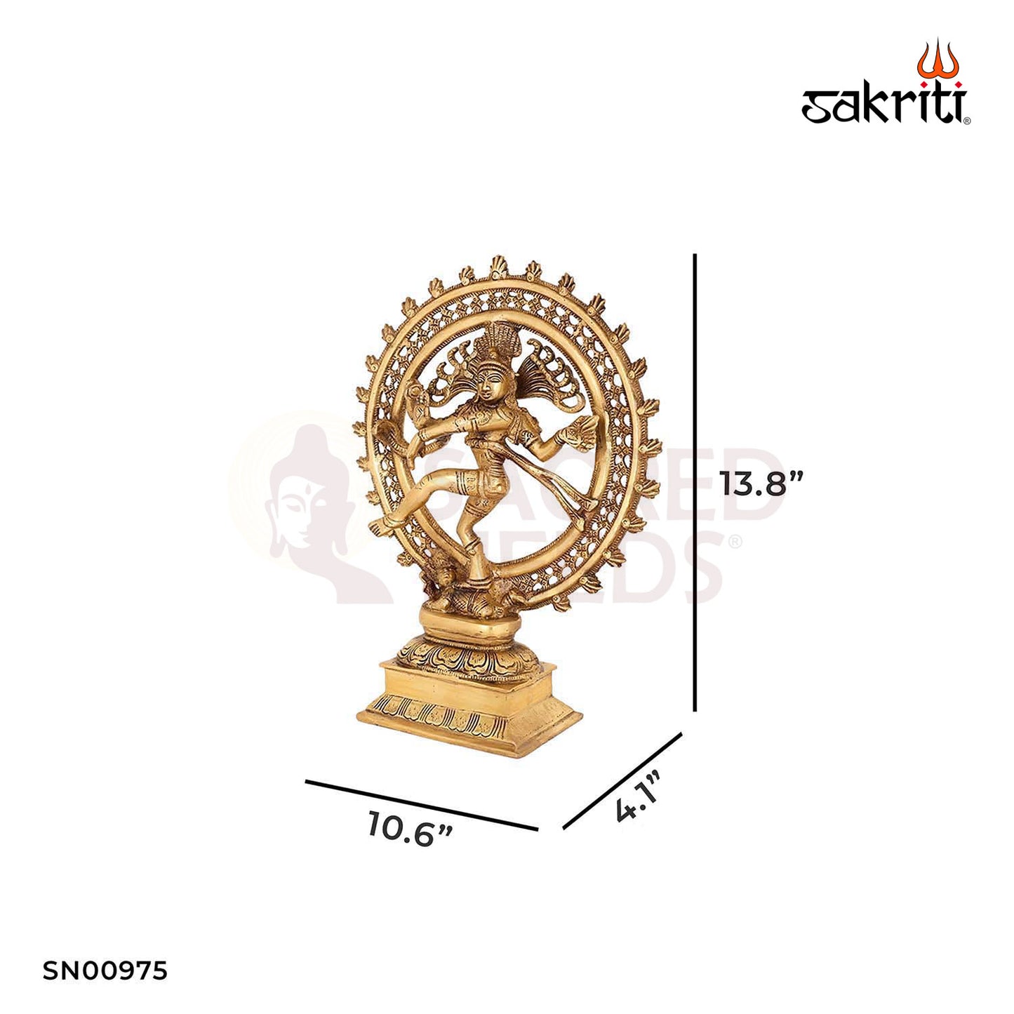 Brass Natrajar – 13.8 Inch Height | Detailed Nataraja Brass Statue for Temple & Home