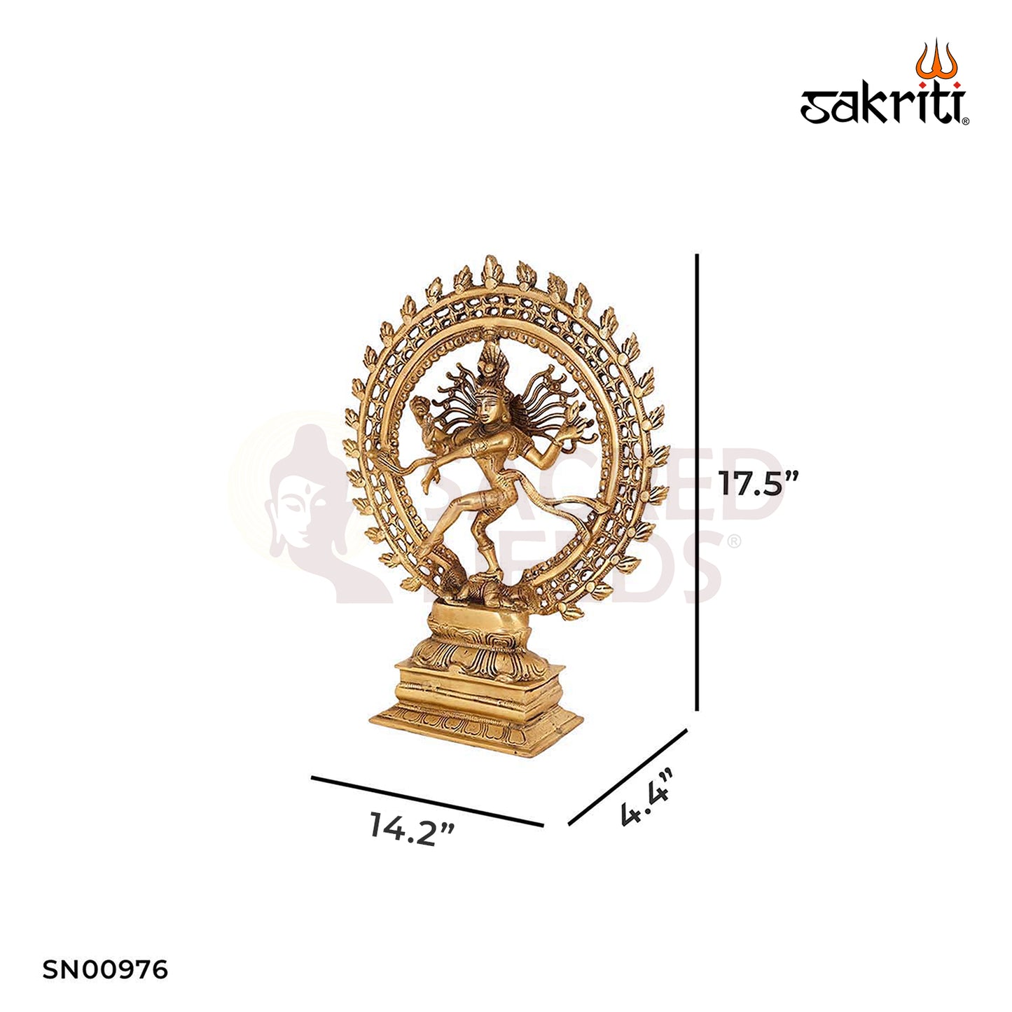 Brass Natrajar – 17.5 Inch Height | Majestic Shiva Dancing Idol in Brass for Worship