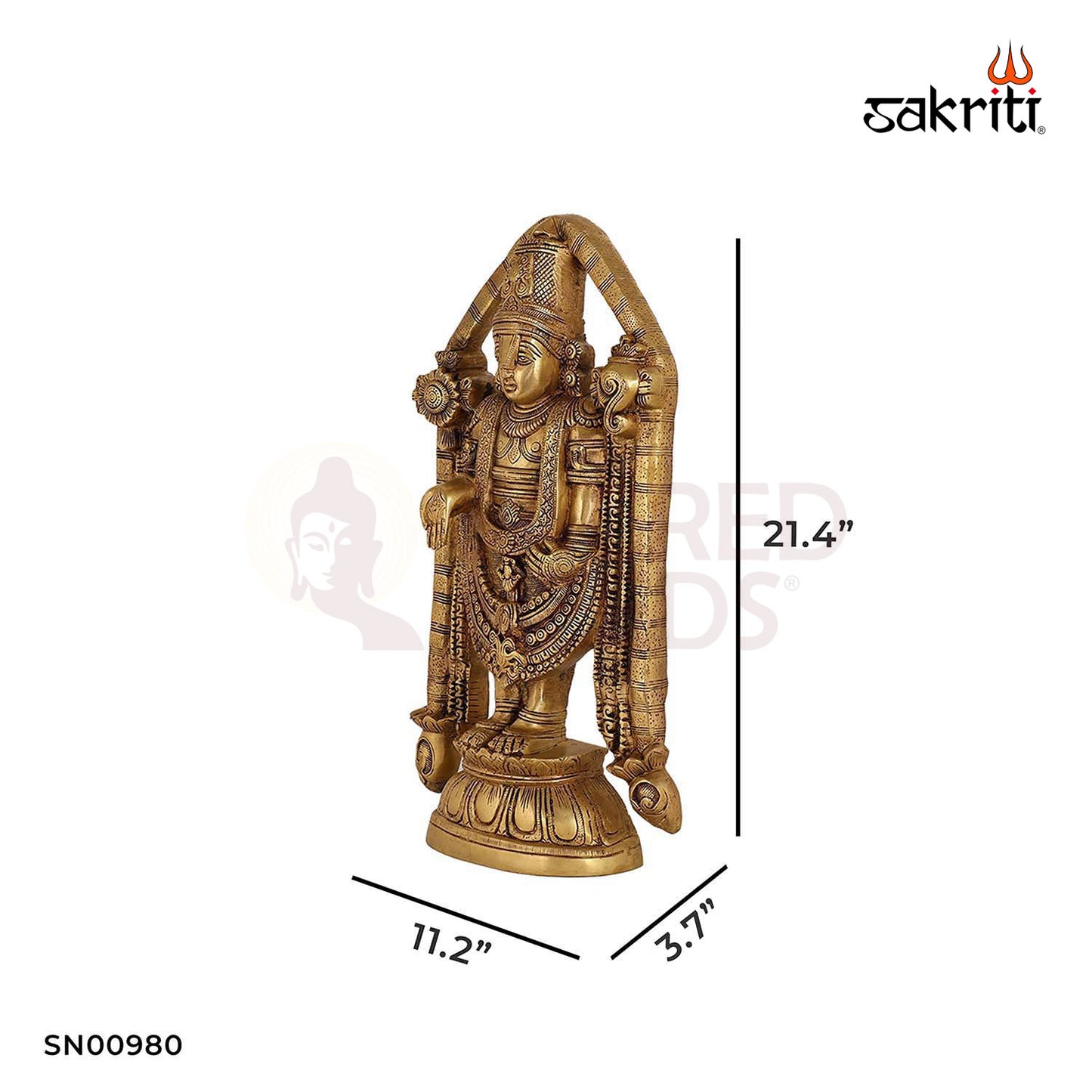 Brass Balaji with Frame – 21.4 Inch Height | Venkateswara Idol in Brass Wall Frame
