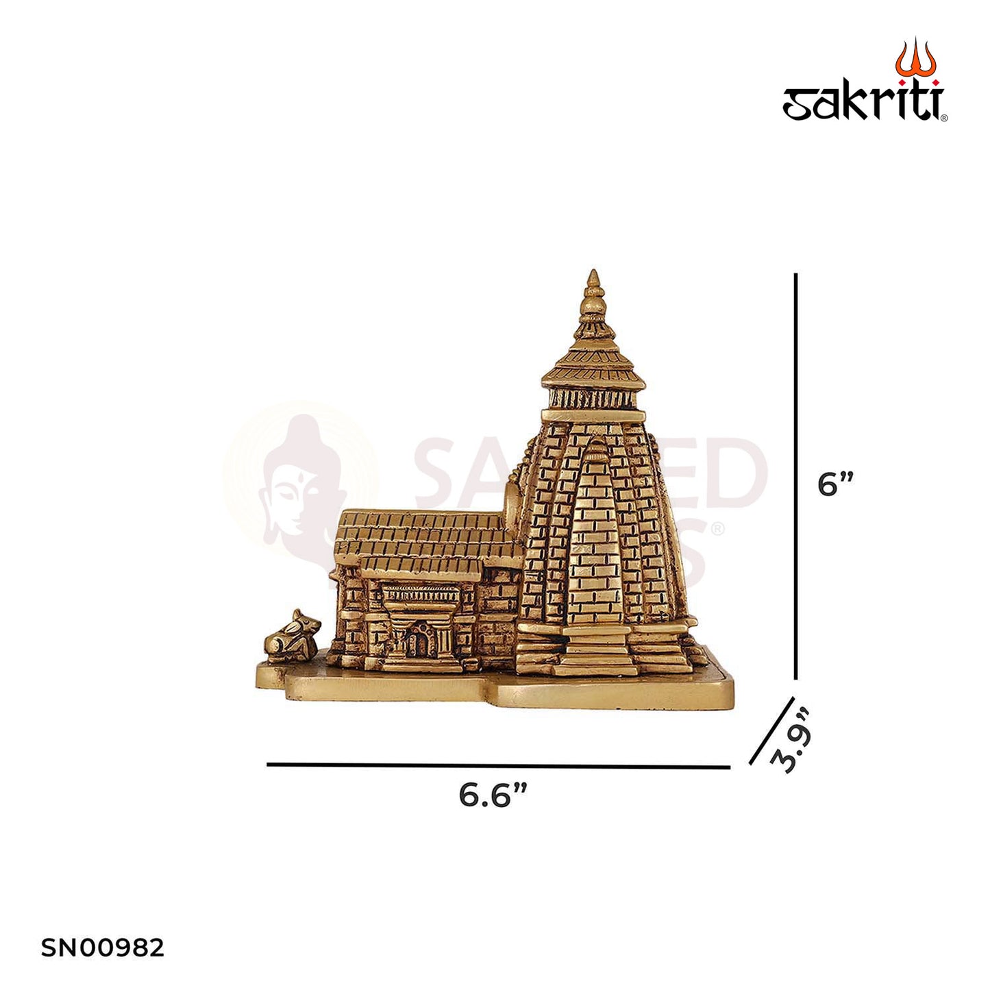Brass Kedarnath Temple – 6 Inch Height | Miniature Brass Replica of Kedarnath Shrine