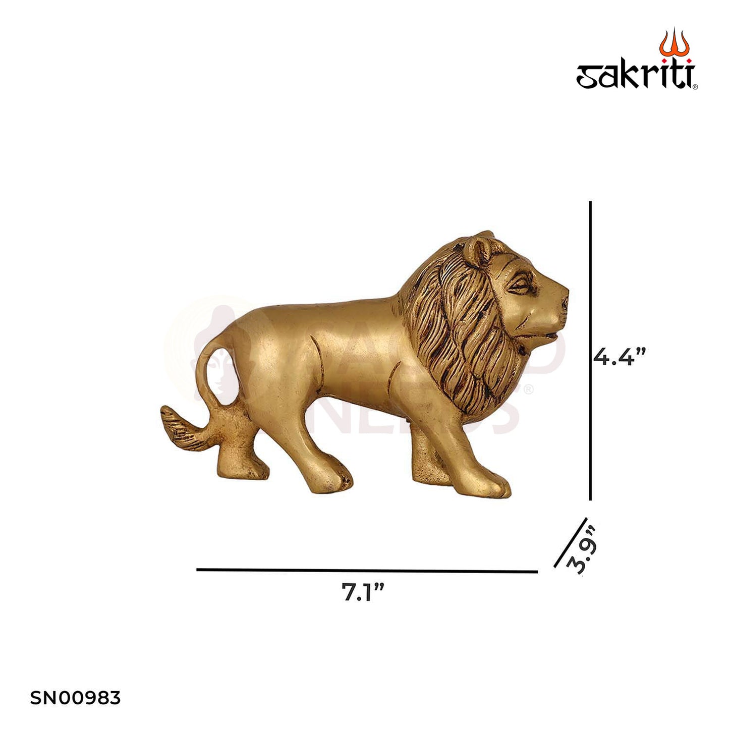 Brass Lion – 4.4 Inch Height | Decorative Brass Lion Idol for Home, Office & Temple