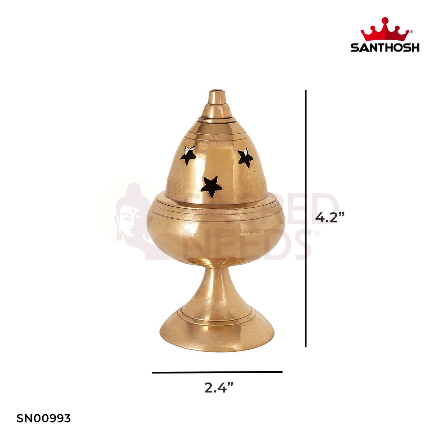 Brass Apple Deepam with Stand – 4.2 Inch Height | Traditional Apple Style Brass Lamp