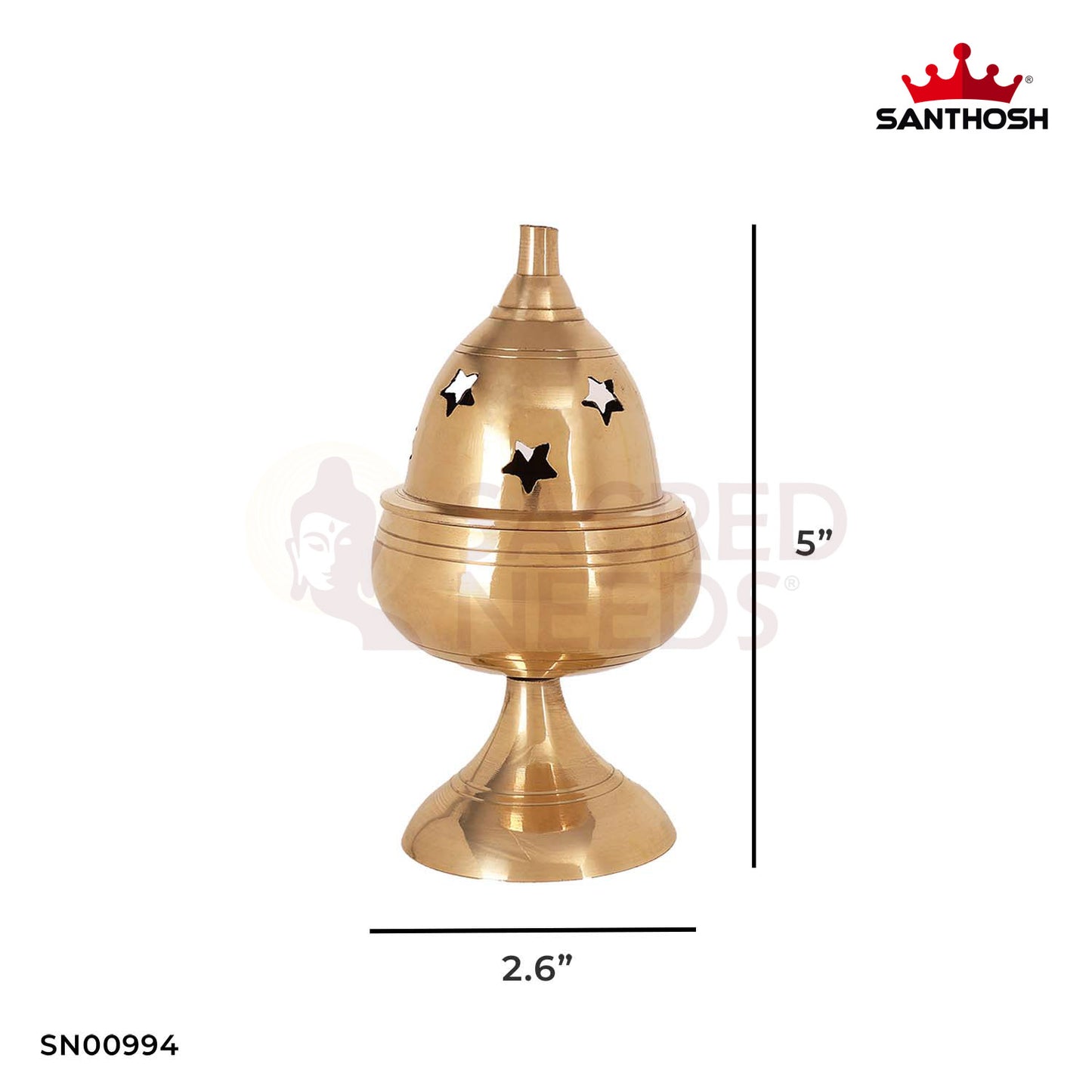 Brass Apple Deepam with Stand – 5 Inch Height | Decorative Brass Deepam for Festive Use