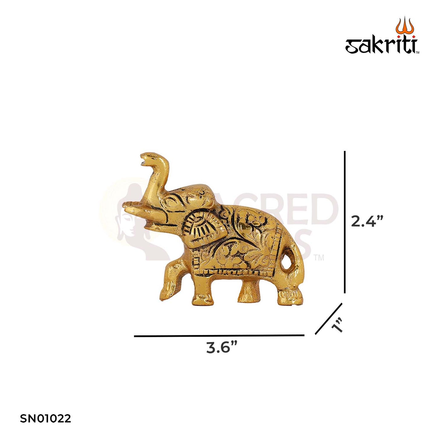 Aluminium Elephant Set Gold Finish – 2.4 Inch Traditional Décor for Living Room