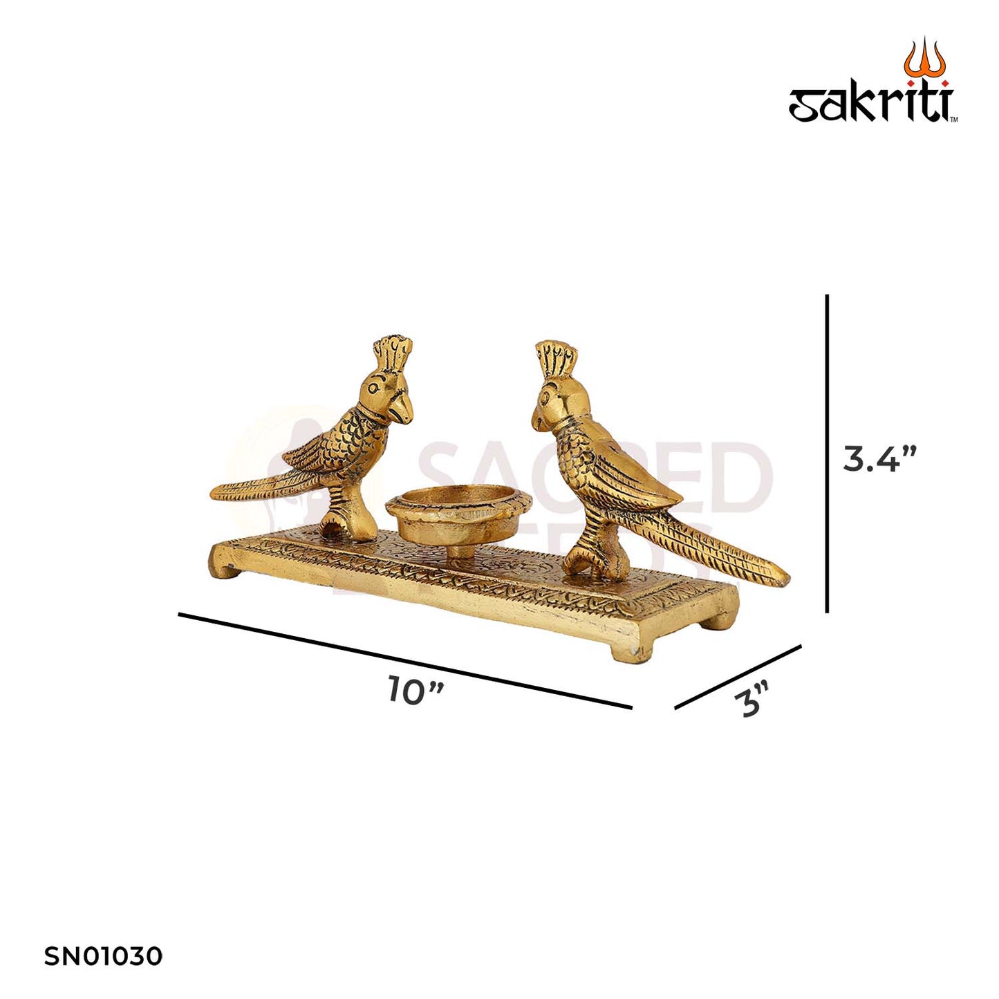 Aluminium Double Parrot Figurine Gold Polish – 10 Inch Length Wall or Shelf Decor