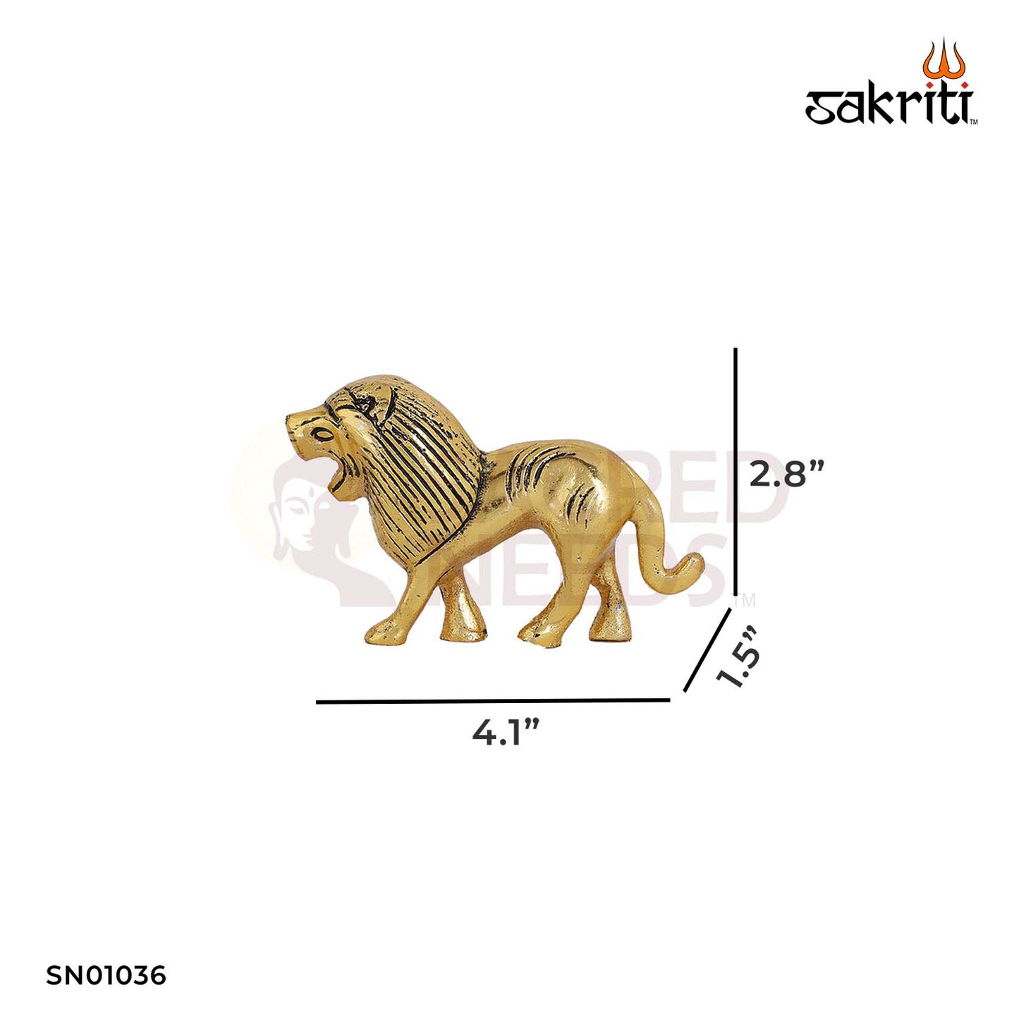 Aluminium Lion Idol Pair Set Gold Polish – 2.8 Inch Home or Office Showpiece