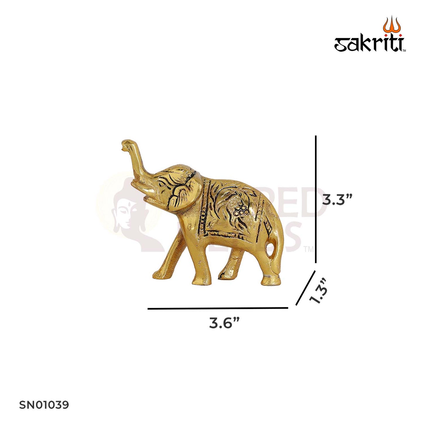 Aluminium Elephant Set Gold Polish – 3.3 Inch Vastu Decorative Pair