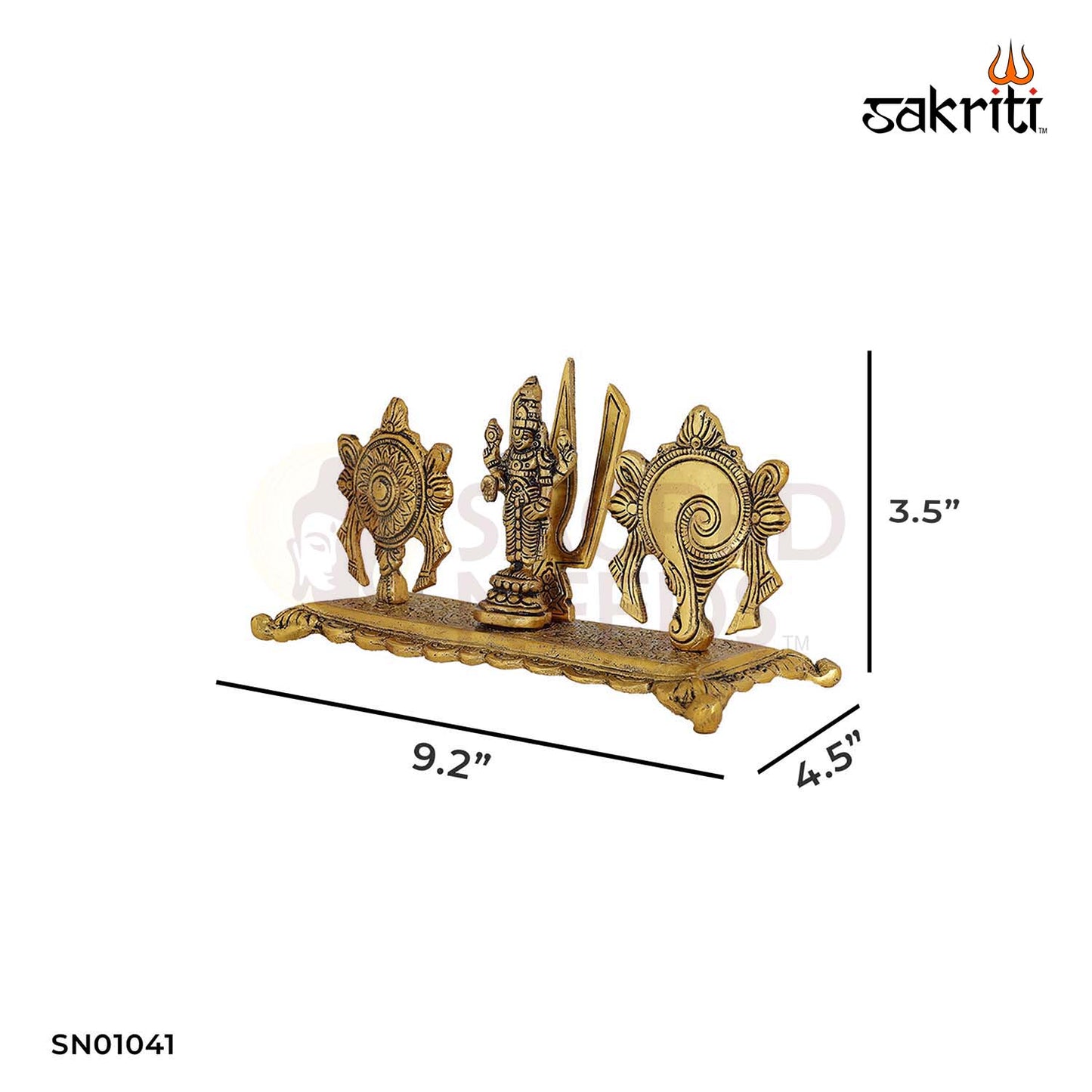 Aluminium Perumal Set Gold Polish – 3.5 Inch Traditional Devotional Figurines