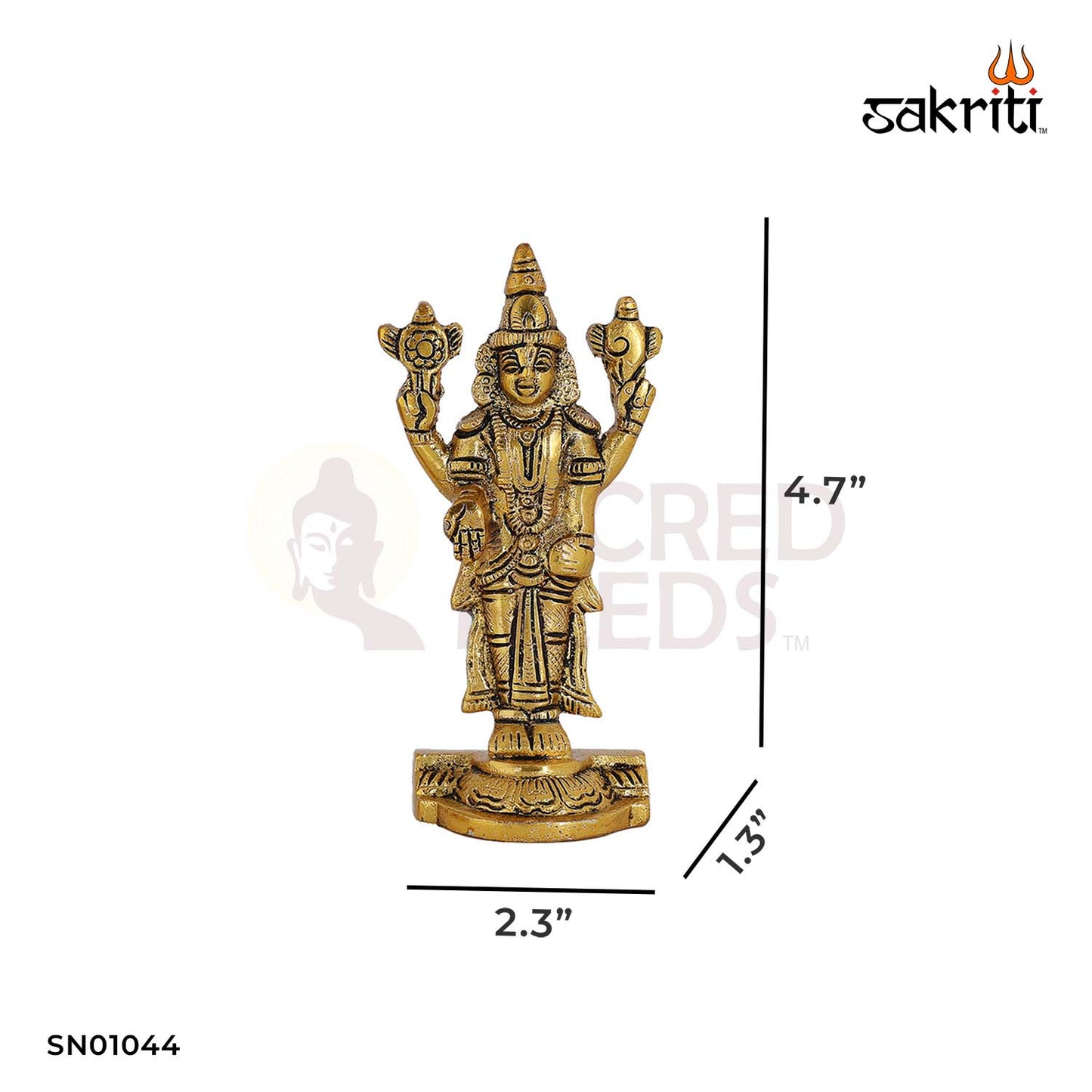 Aluminium Perumal Set Gold Polish – 4.7 Inch Set of Divine Idols for Mandir