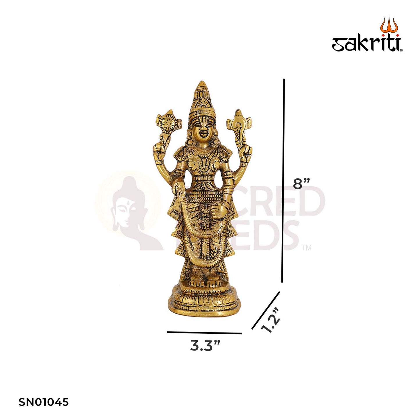 Aluminium Perumal Set Gold Polish – 8 Inch Sacred Idol Set for Home Temple