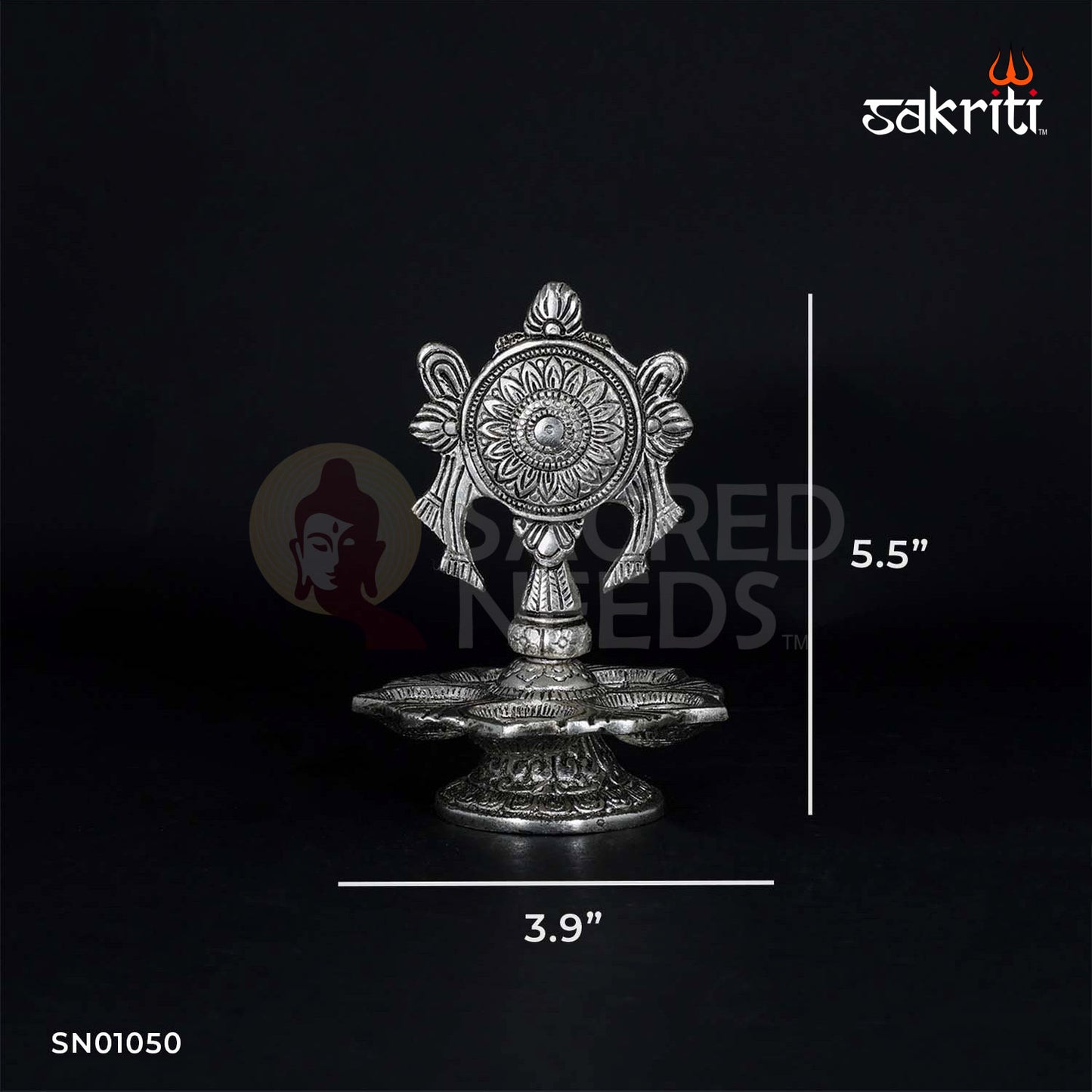Aluminium Chakra Deepam Silver Polish – 5.5 Inch Decorative Ritual Deepam