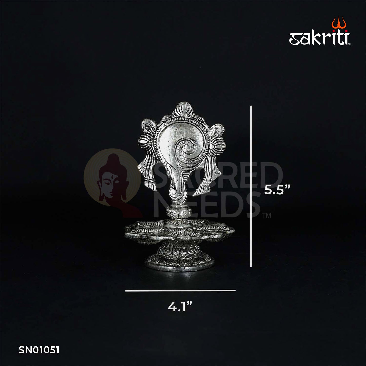 Aluminium Shankh Deepam Silver Polish – 5.5 Inch Pooja Oil Lamp for Festivals