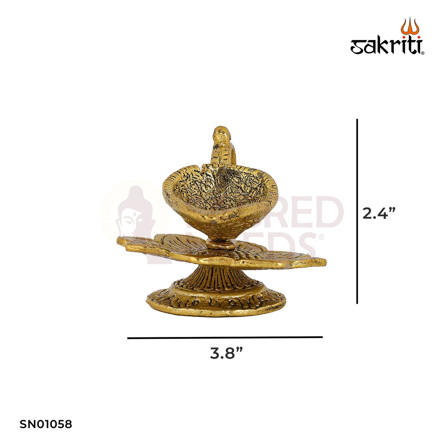 Aluminium Agal Diya with Gold Polish – 2.4 Inch Traditional Oil Lamp for Temple