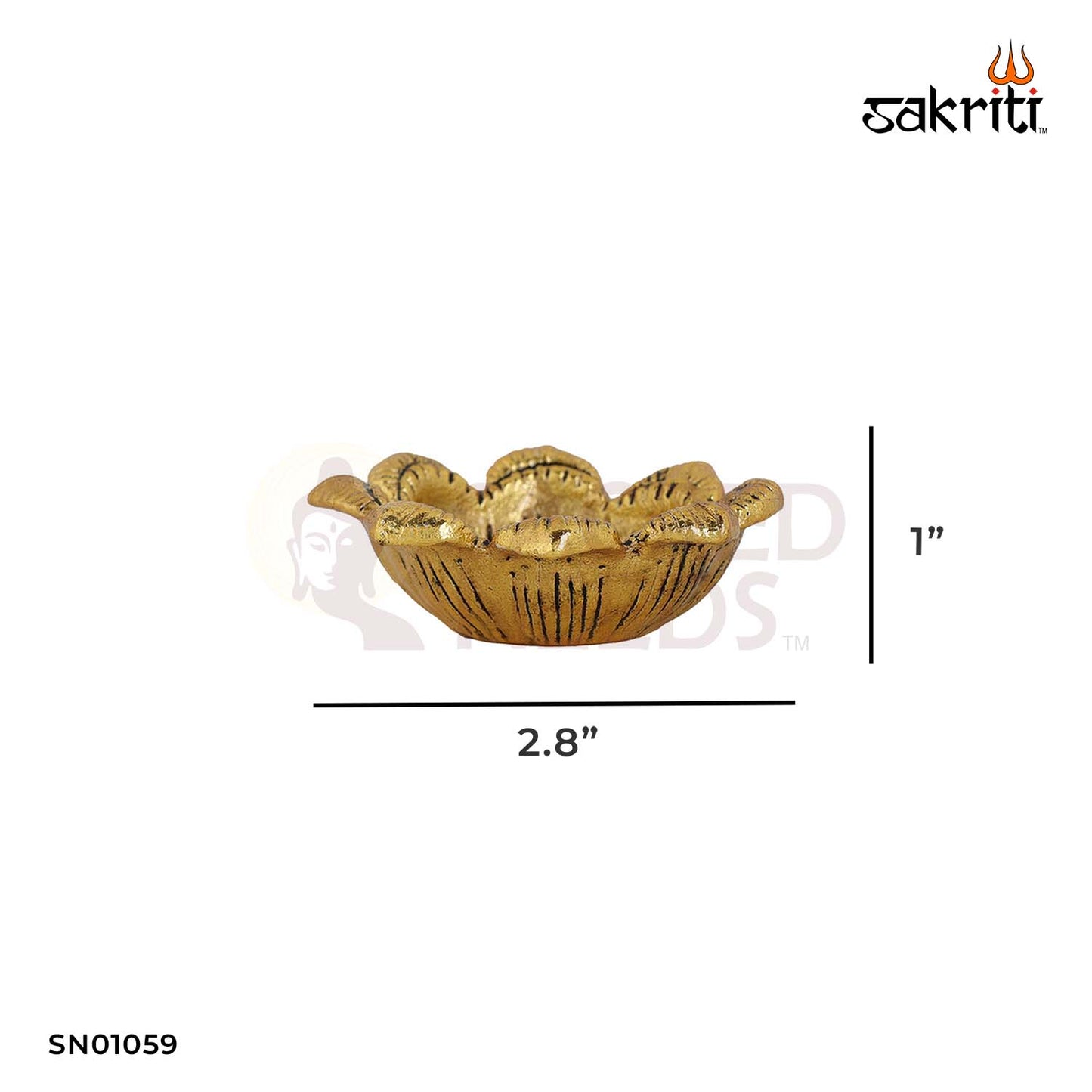 Aluminium Flower Shaped Deepam with Gold Polish – 1 Inch Decorative Diya