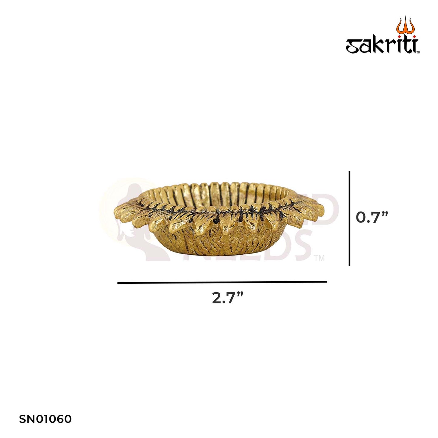 Aluminium Ganesha Kiran Deepam with Gold Polish – 0.7 Inch Miniature Temple Diya