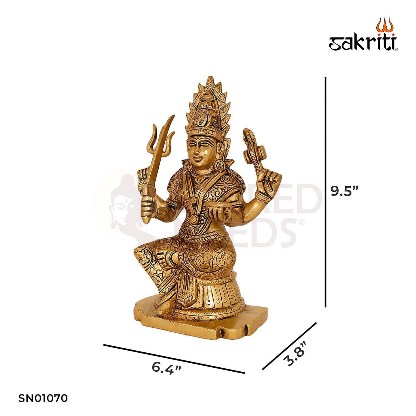 Brass Mari Amman Devi Idol – 9.5 Inch Powerful South Indian Goddess Statue