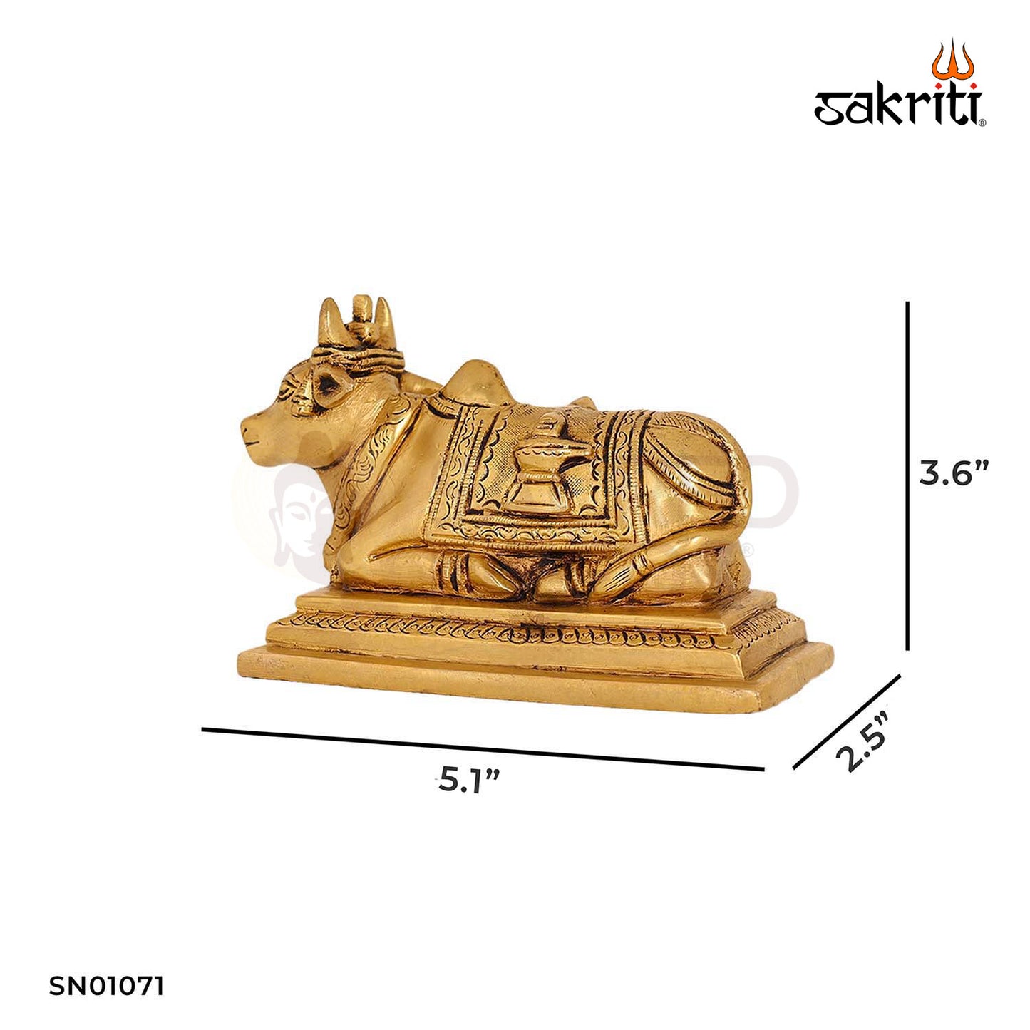 Brass Nandhi Statue – 3.6 Inch Sacred Bull of Lord Shiva for Home or Mandir