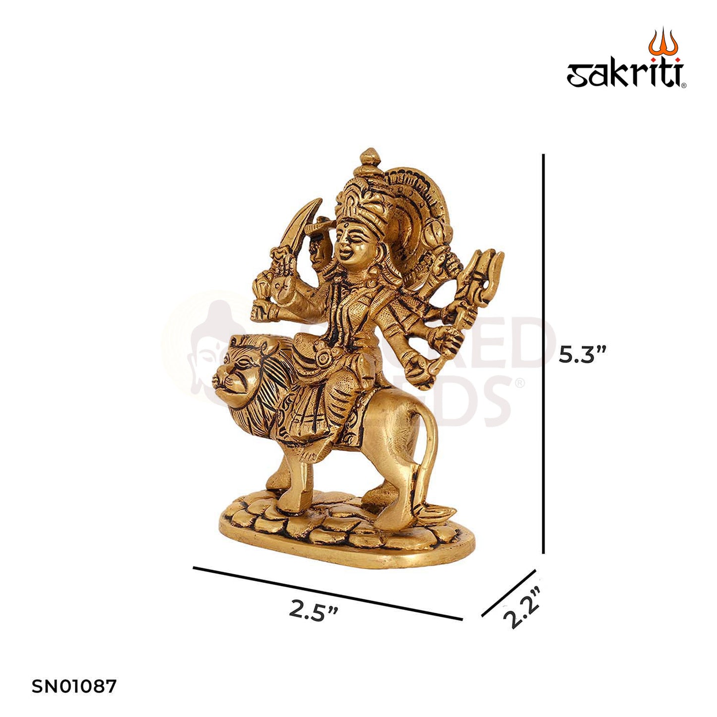 Brass Durga Devi Idol – 5.3 Inch Powerful Shakti Murti for Worship