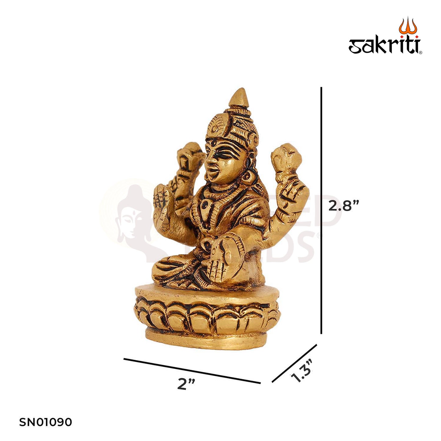 Brass Lotus Lakshmi Idol – 2.8 Inch Miniature Goddess Statue for Mandir