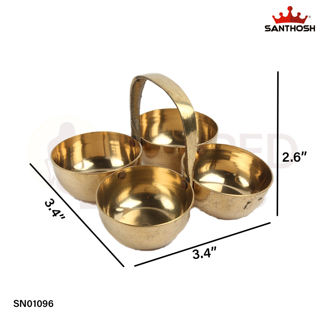 Brass Chowmuka – 2.6 Inch Chowmukha Diya for Diwali, Vastu, and Devotional Decor