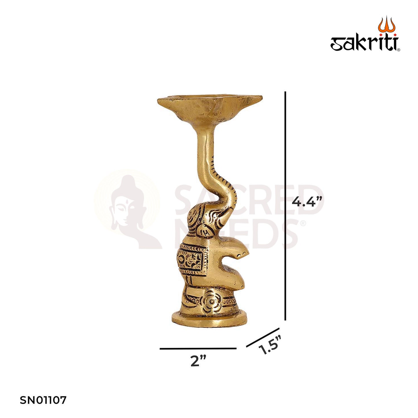 Brass Elephant with 5 Face Vilakku – 4.4 Inch Unique Oil Lamp for Festivals