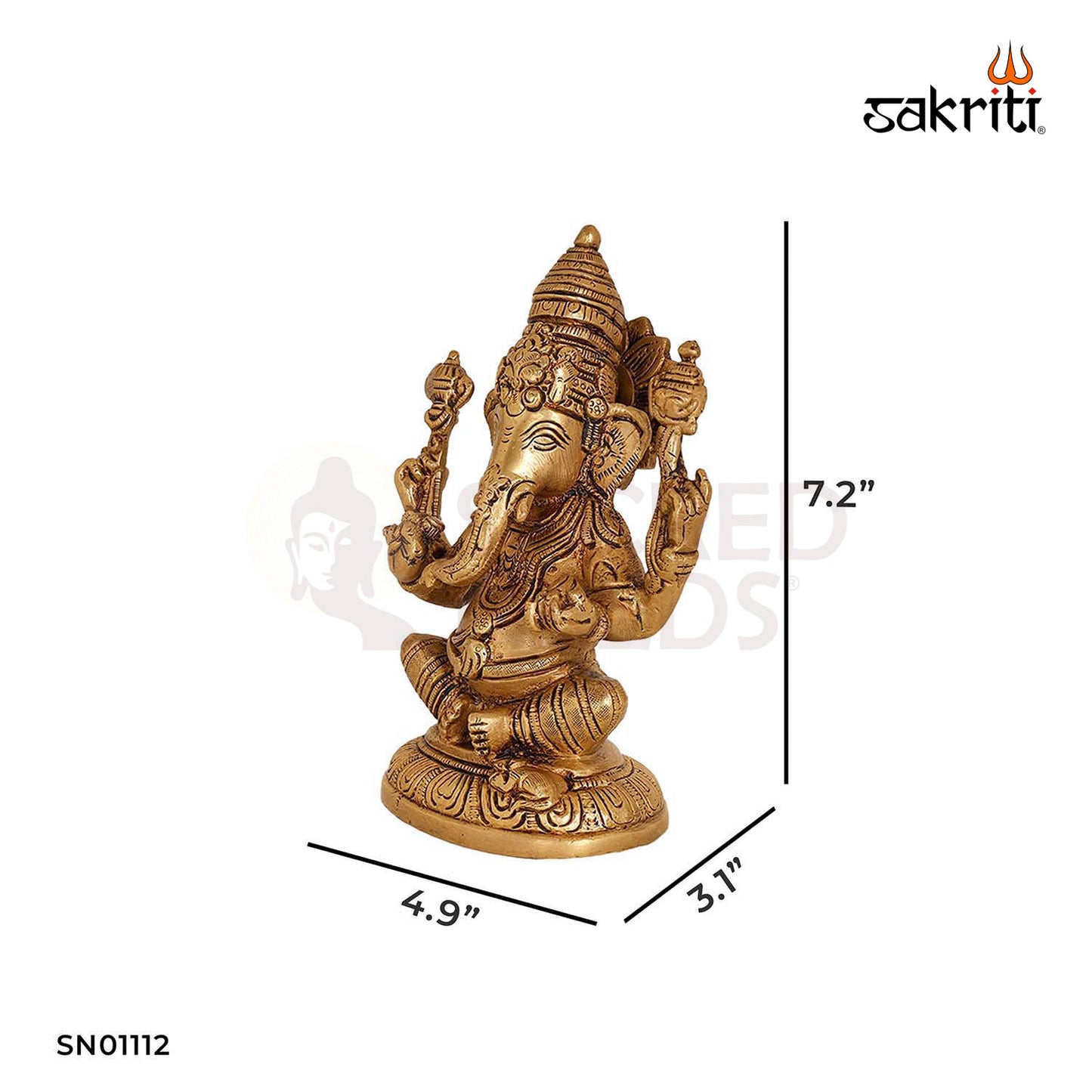 Brass Ganesha Statue – 7.2 Inch Auspicious Idol for Home Entrance