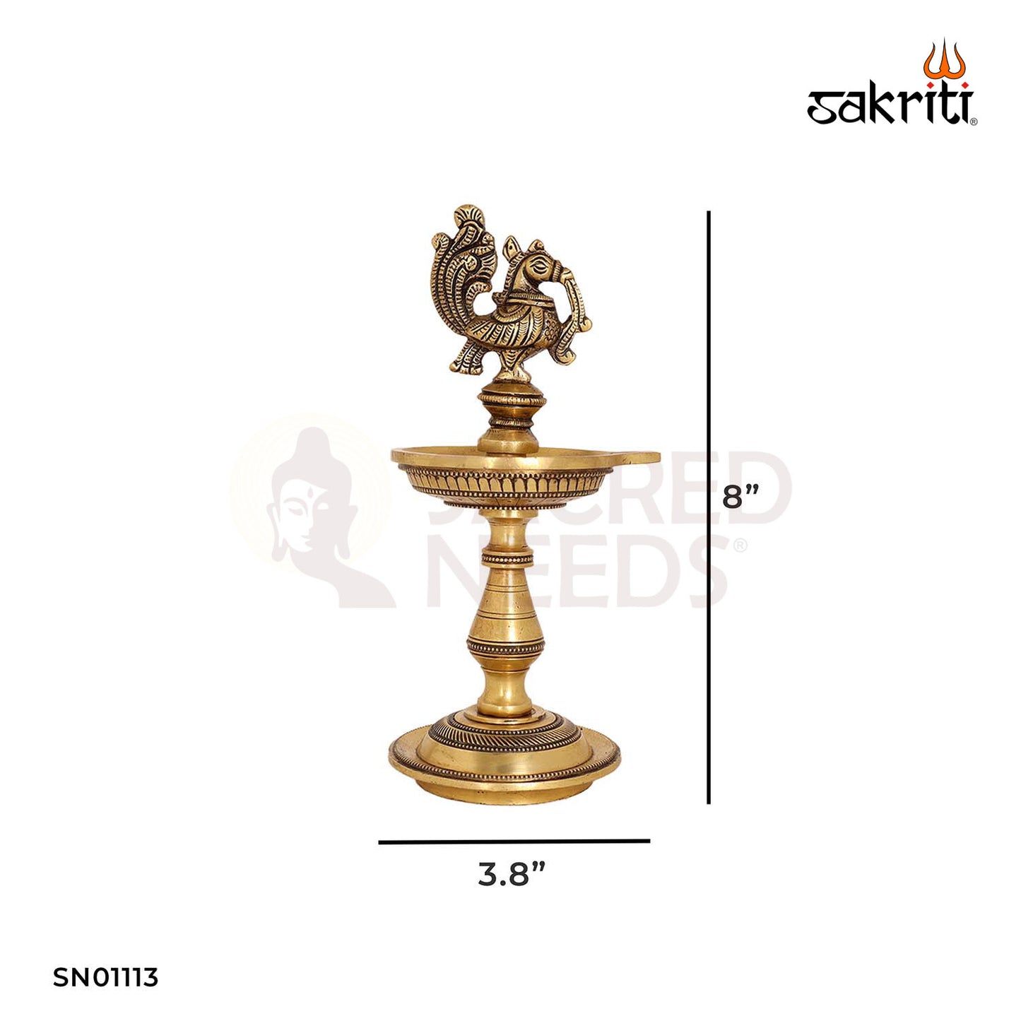 Brass One Face Annam Vilakku – 8 Inch Traditional Deepam for Temple Use