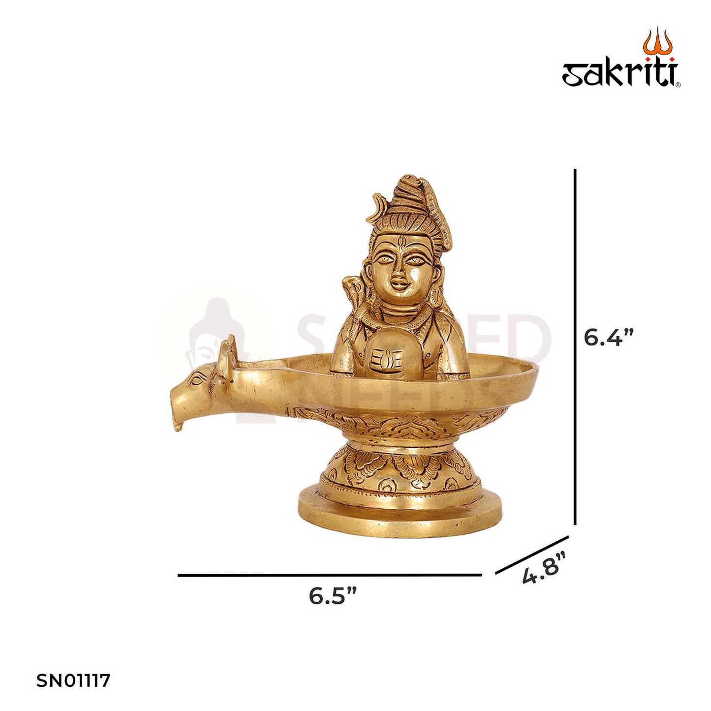 Brass Nandhi with Shiva Lingam – 6.4 Inch Dual Symbol Devotional Idol