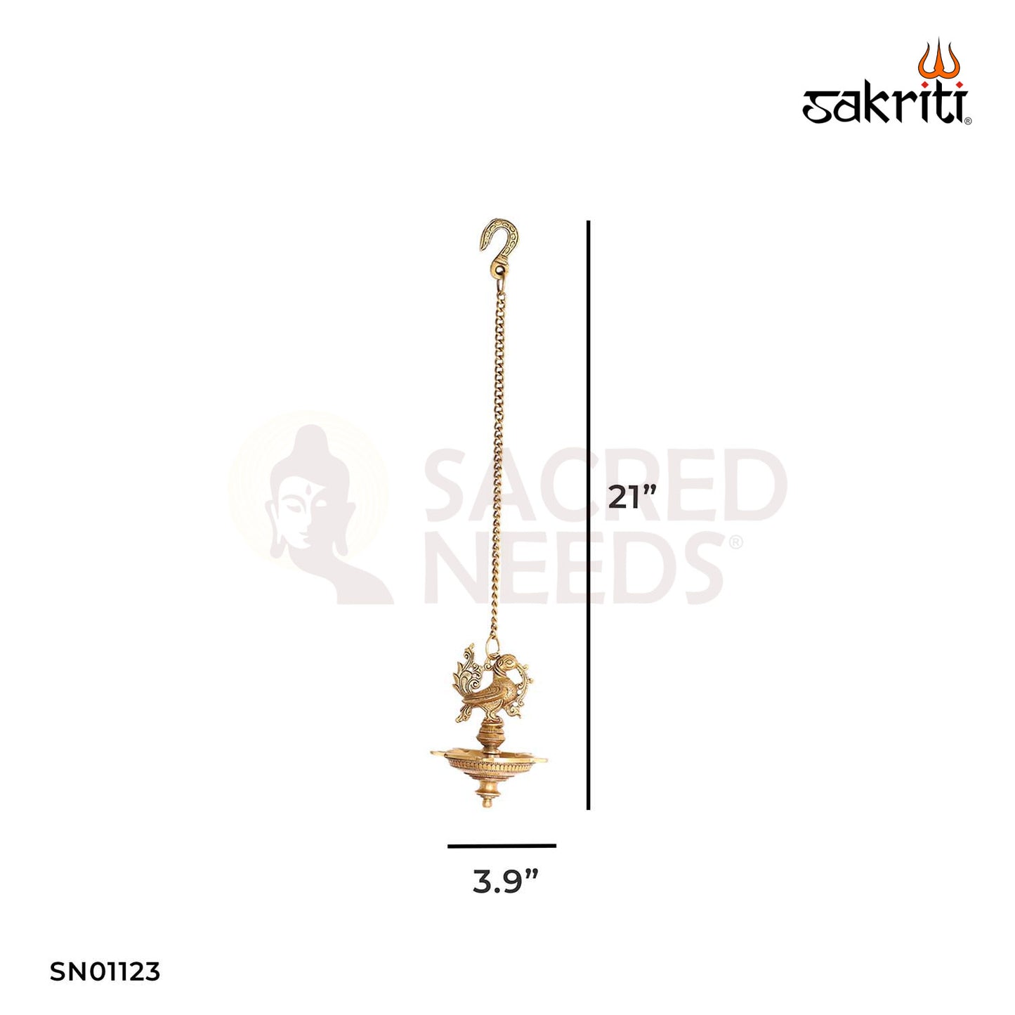 Brass Hanging Annam Vilakku – 21 Inch Hanging Brass Diya with Bird Motif