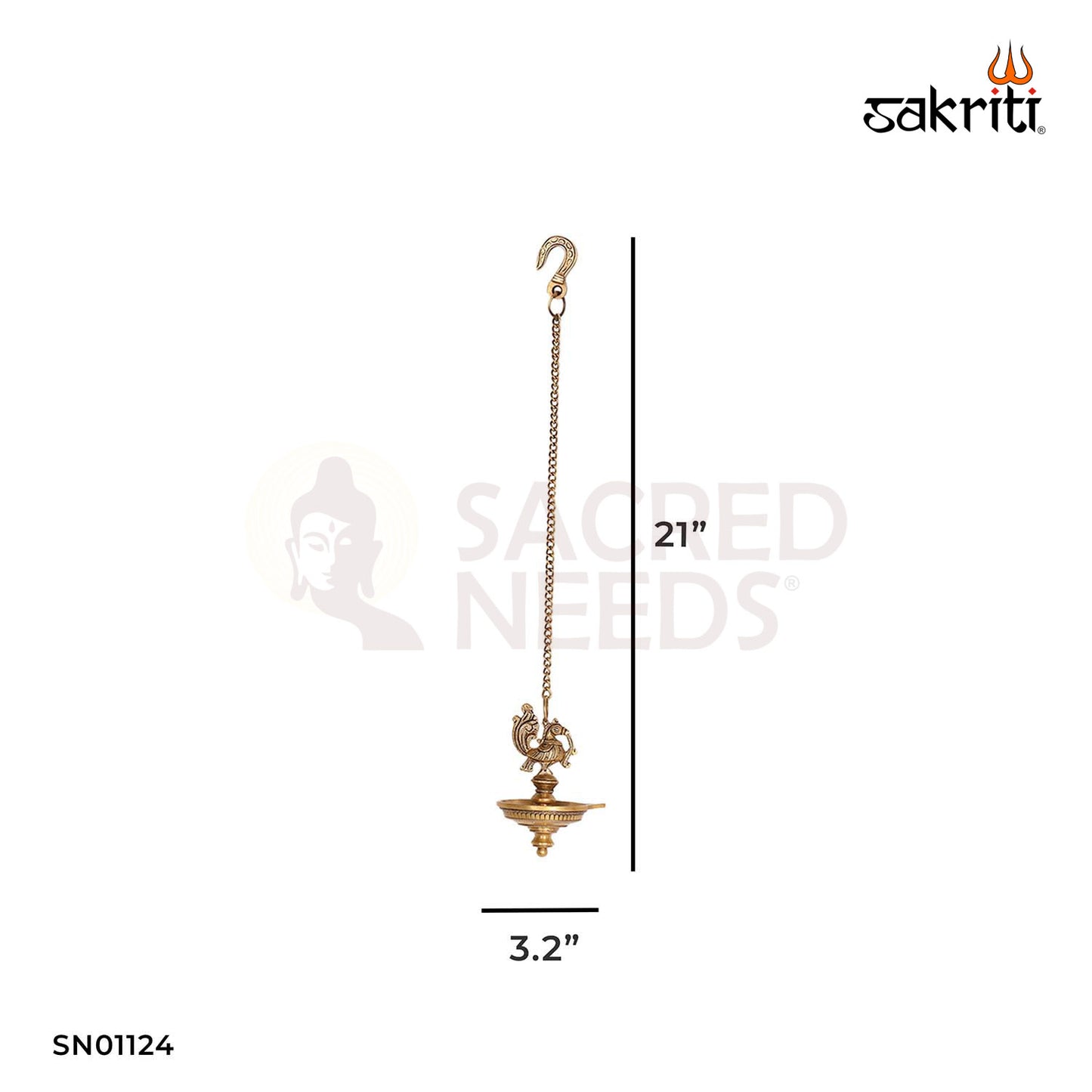 BRASS 1 FACE HANGING VILAKKU