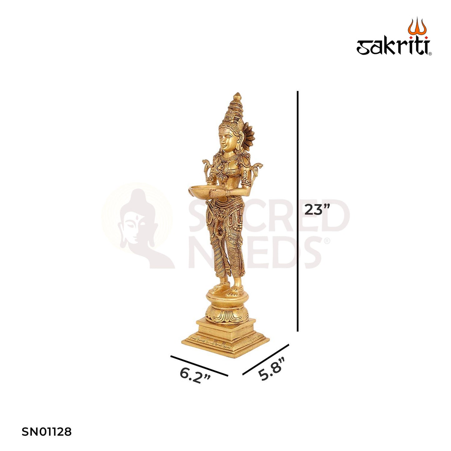 Brass Pavai Vilakku – 23 Inch Traditional Deepam Lady Statue for Home Decor