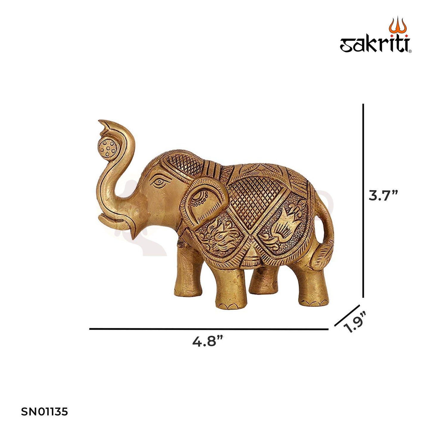 Brass Elephant Statue – 3.7 Inch Handcrafted Animal Figurine for Vastu and Decor