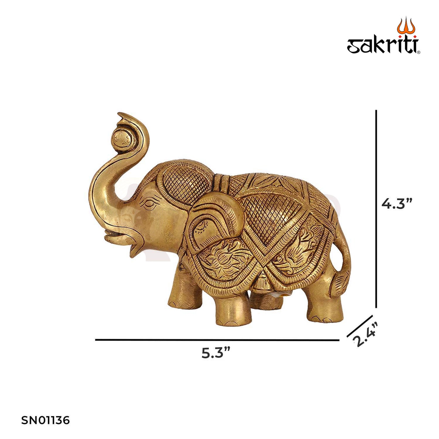 Brass Elephant Figurine – 4.3 Inch Auspicious Decor for Home or Office