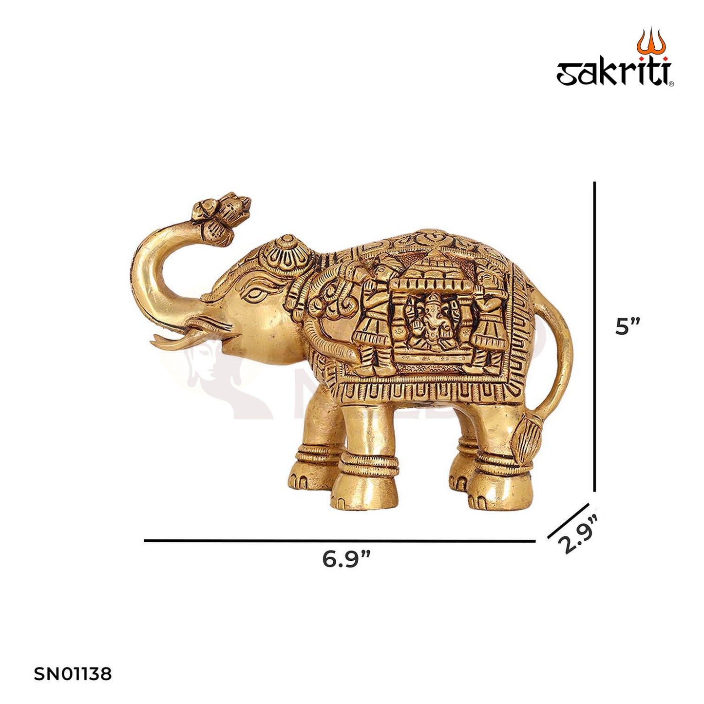 Brass Elephant Statue – 5 Inch Decorative Brass Animal for Mandir Decor
