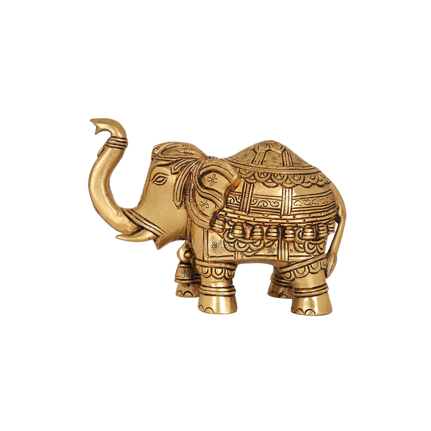 Brass Elephant Figurine – 5.2 Inch Majestic Sculpture for Good Luck