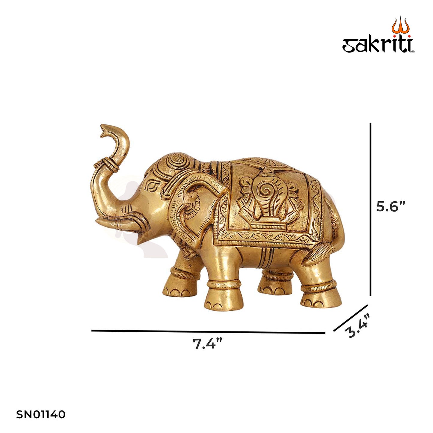 Brass Elephant Idol – 5.6 Inch Artistic Piece for Traditional Home Aesthetic