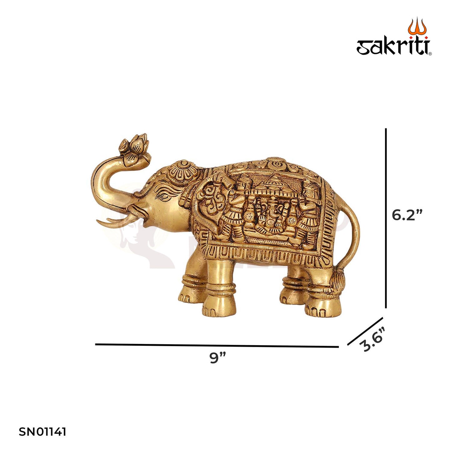 Brass Elephant – 6.2 Inch Brass Animal Decor for Pooja or Gifts